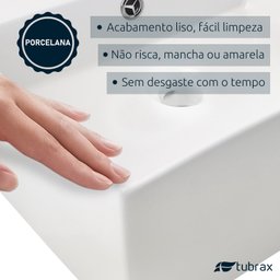 Cuba Lavabo Banheiro Em Cerâmica Louça Quadrada Branca Apoio Tubrax - 6