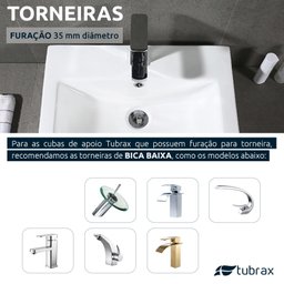 Cuba Lavabo Banheiro Em Cerâmica Louça Quadrada Branca Apoio Tubrax - 5