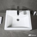 Ver imagem 1 de Cuba Lavabo Banheiro Em Cerâmica Louça Quadrada Branca Apoio Tubrax