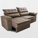Ver imagem 2 de Sofá Retrátil e Reclinável 2,60m com Molas e Espuma D33 Thunder Velusoft Castor Cama Inbox