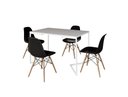 Ver imagem 2 de Mesa de Jantar Industrial Base Ferro Branco em  V  Tampo 137x90 Branco 4 Cadeiras Eames Madeira Asse