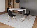 Ver imagem 1 de Mesa de Jantar Industrial Base Ferro Branco em  V  Tampo 137x90 Branco 4 Cadeiras Eames Madeira Asse
