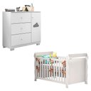 Ver imagem 1 de Berço Americano Lara e Cômoda Infantil Ane Branco Brilho – Phoenix Baby