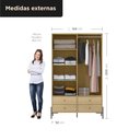 Ver imagem 2 de Guarda-Roupa 2 Portas 4 Gavetas 100% MDF 124x200x52cm Solteiro Castanho