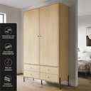 Ver imagem 3 de Guarda-Roupa 2 Portas 4 Gavetas 100% MDF 124x200x52cm Solteiro Castanho