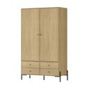 Ver imagem 4 de Guarda-Roupa 2 Portas 4 Gavetas 100% MDF 124x200x52cm Solteiro Castanho