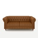 Ver imagem 6 de Conjunto Sala de Estar 1 Sofá Living 180cm e 1 Poltrona Stanford Chesterfield Pés Madeira Couro Mel