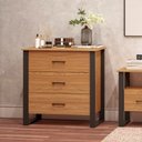 Ver imagem 1 de Cômoda Para Quarto Estilo Industrial 3 Gavetas F38 Freijó/Preto Fosco - Pradel