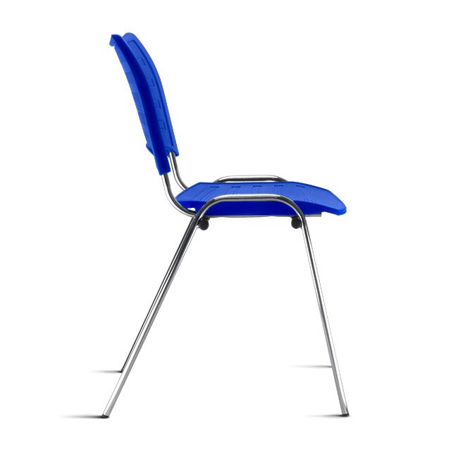 Cadeira Secretaria Fixa Iso Plástica Cromada - Azul - 2
