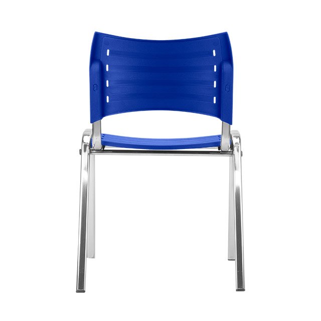 Cadeira Secretaria Fixa Iso Plástica Cromada - Azul - 3