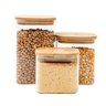 Kit 3 Potes de Vidro Tampa de Bambu Herméticos Quadrados - Tüd - 1