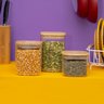 Kit 3 Potes de Vidro Tampa de Bambu Herméticos Quadrados - Tüd - 5