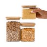 Kit 3 Potes de Vidro Tampa de Bambu Herméticos Quadrados - Tüd - 2