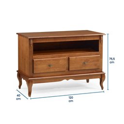 Rack de Madeira para Sala com Pés Luis Xv 2 Gavetas e Nicho 60502 Linz Móveis - Imbuia Glazer - 5