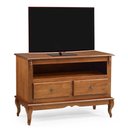 Ver imagem 2 de Rack de Madeira para Sala com Pés Luis Xv 2 Gavetas e Nicho 60502 Linz Móveis - Imbuia Glazer