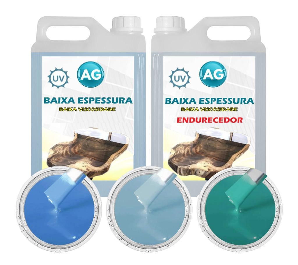 Resina Baixa Espessura 5KG + 3 Cores Sólidas Resinas ag Resina Epoxi - 1