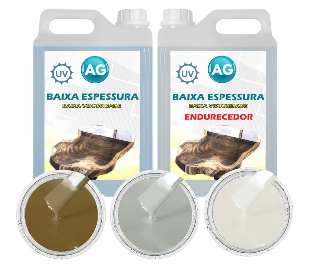 Resina Baixa Espessura 5KG + 3 Cores Sólidas Resinas ag Resina Epoxi - 3