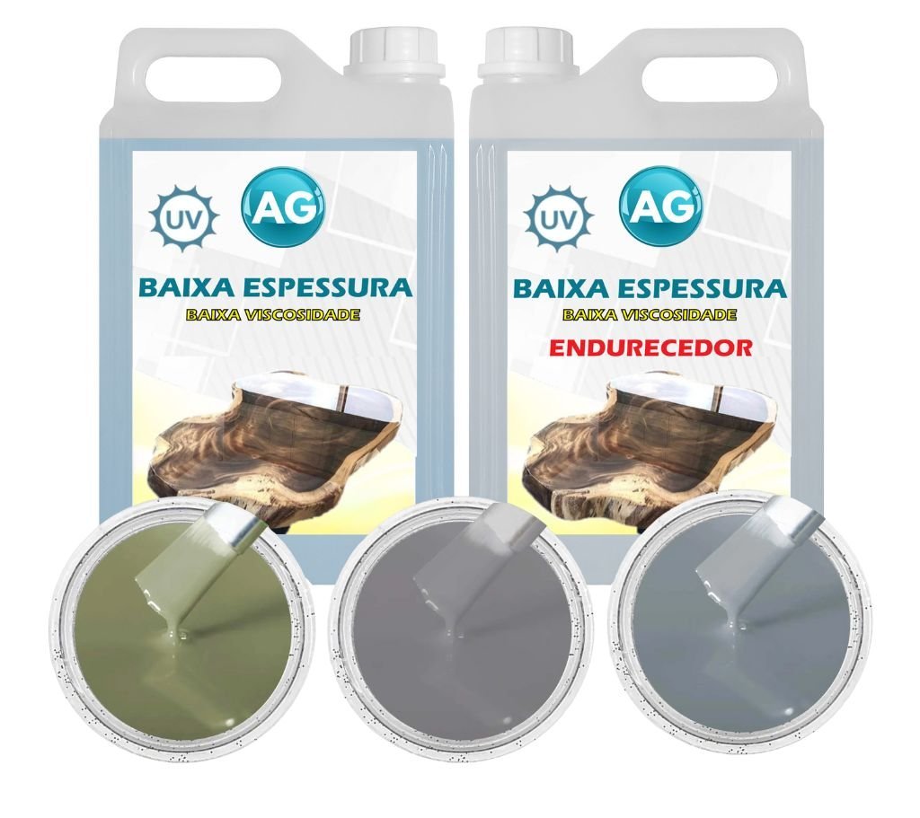 Resina Baixa Espessura 5KG + 3 Cores Sólidas Resinas ag Resina Epoxi - 5