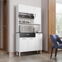 Ver imagem 1 de Armário de Cozinha 6 Portas com Nicho Vogue Branco/Linho preto Kits Paraná