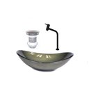 Ver imagem 1 de CUBA DE VIDRO OVAL 55CM OURO ENVELHECIDO + VALVULA + TORNEIRA PRETA