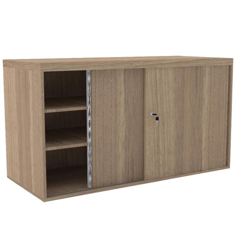 Armário Baixo Credenza PE50 Pandin 120 cm (largura) em MDP Cor Noce Naturalle Portas de Correr