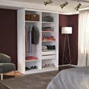 Ver imagem 2 de Guarda-Roupa Solteiro 2 Portas de Correr 2 Gavetas MDF Espresso Móveis Branco
