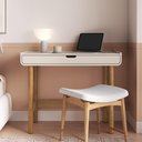 Ver imagem 3 de Mesa Escrivaninha Orgânica Home Office 1 Gaveta 100cm Nordic A03 Off White Roble - Lyam Decor