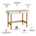 Ver imagem 5 de Mesa Escrivaninha Orgânica Home Office 1 Gaveta 100cm Nordic A03 Off White Roble - Lyam Decor
