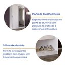 Ver imagem 6 de Guarda-Roupa Solteiro 1 Espelho 2 Portas de Correr 2 Gavetas MDF Espresso Móveis Branco