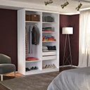 Ver imagem 2 de Guarda-Roupa Solteiro 1 Espelho 2 Portas de Correr 2 Gavetas MDF Espresso Móveis Branco