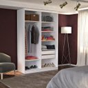 Ver imagem 2 de Guarda-Roupa Solteiro 1 Espelho 2 Portas de Correr 2 Gavetas MDFMM771E1 Espresso Móveis Branco