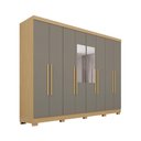Ver imagem 2 de Guarda-Roupa Casal com Espelho 8 Portas 241cm Multimóveis Madeirado/Cinza