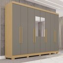 Ver imagem 1 de Guarda-Roupa Casal com Espelho 8 Portas 241cm Multimóveis Madeirado/Cinza