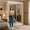 Ver imagem 4 de Guarda-Roupa Solteiro com Espelho 2 Portas de Correr 2 Gavetas MDFMM771E2 Espresso Móveis Branco
