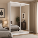 Ver imagem 1 de Guarda-Roupa Solteiro com Espelho 2 Portas de Correr 2 Gavetas MDFMM771E2 Espresso Móveis Branco