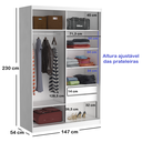 Ver imagem 3 de Guarda-Roupa Solteiro com Espelho 2 Portas de Correr 2 Gavetas MDFMM771E2 Espresso Móveis Branco