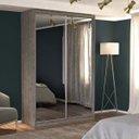Ver imagem 1 de Guarda-Roupa Solteiro com Espelho 2 Portas de Correr 2 Gavetas MDFMM771E2 Espresso Móveis Cinza/Demolição