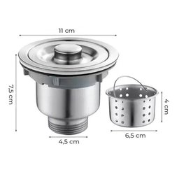 Válvula Pia Cozinha 4 1/2 Inox 304 com Cesto Removível Ralo - Brinovar - 8