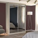 Ver imagem 1 de Guarda-Roupa Solteiro com Espelho 2 Portas de Correr 2 Gavetas MDFMM771E2 Espresso Móveis Bege/Marfim Areia