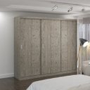 Ver imagem 1 de Guarda-Roupa Casal 3 Portas de Correr 2 Gavetas MDFMM774 Espresso Móveis Cinza/Demolição