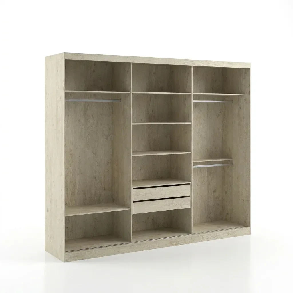 Ver imagem 6 de Guarda-Roupa Casal 3 Portas de Correr 2 Gavetas MDFMM774 Espresso Móveis Bege/Marfim Areia