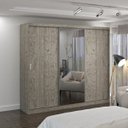 Ver imagem 1 de Guarda-Roupa Casal 1 Espelho 3 Portas de Correr 2 Gavetas MDFMM774E1 Espresso Móveis Cinza/Demolição