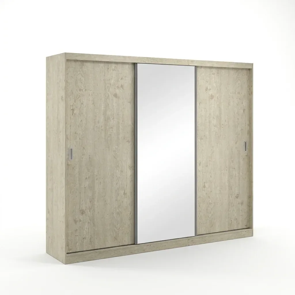 Ver imagem 6 de Guarda-Roupa Casal 1 Espelho 3 Portas de Correr 2 Gavetas MDFMM774E1 Espresso Móveis Bege/Marfim Areia