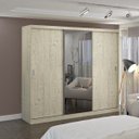 Ver imagem 1 de Guarda-Roupa Casal 1 Espelho 3 Portas de Correr 2 Gavetas MDFMM774E1 Espresso Móveis Bege/Marfim Areia