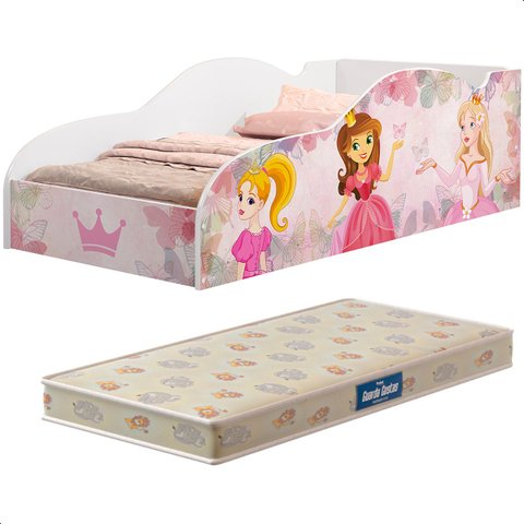 Cama Infantil Princesa Rosa com Colchão