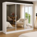 Ver imagem 1 de Guarda-Roupa Casal com Espelho 3 Portas de Correr MDF Espresso Móveis Branco