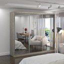 Ver imagem 1 de Guarda-Roupa Casal com Espelho 3 Portas de Correr MDFMM774E3 Espresso Móveis Cinza/Demolição