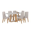 Ver imagem 2 de Conjunto Sala de Jantar Mesa Easy Pop 170x90cm Tampo Vidro/mdf com 6 Cadeiras Seat Linho Mosaico