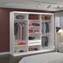 Ver imagem 2 de Guarda-Roupa Casal 1 Espelho 3 Portas de Correr 2 Gavetas MDFMM7318E1 Espresso Móveis Branco
