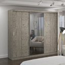 Ver imagem 1 de Guarda-Roupa Casal 1 Espelho 3 Portas de Correr 2 Gavetas MDFMM7318E1 Espresso Móveis Cinza/Demolição